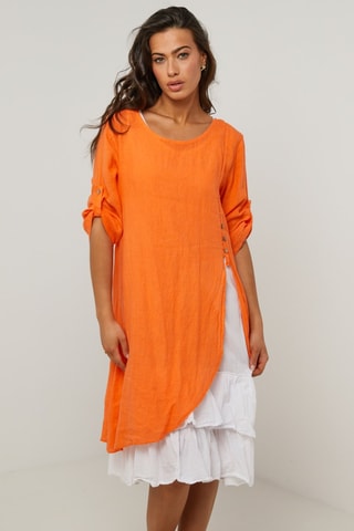 Vestido largo de lino  -  100 % lino -  y 