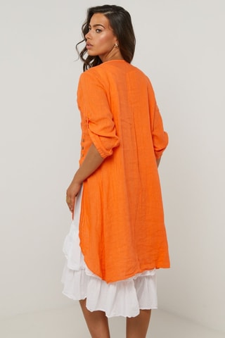 Vestido largo de lino  -  100 % lino -  y 