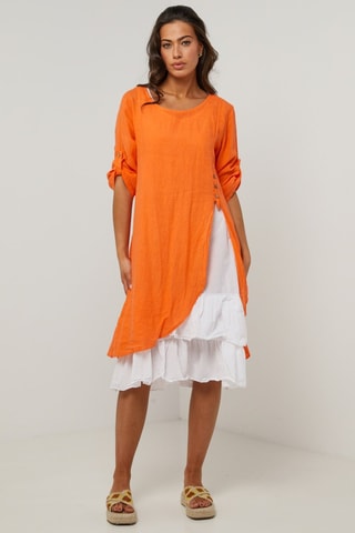 Vestido largo de lino  -  100 % lino -  y 