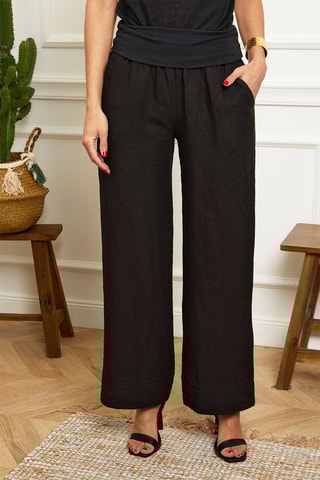 Pantalón wide leg  -  100 % lino - 