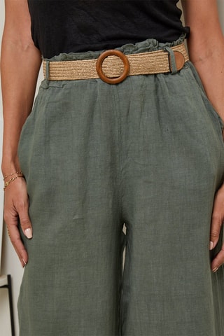 Pantalón de tiro alto  -  100 % lino - 