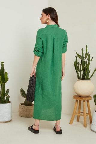 Vestido camisero de lino  -  100 % lino - 