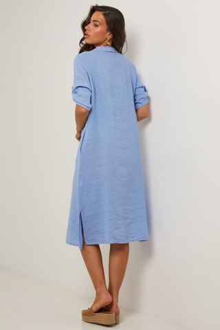 Vestido camisero de lino  -  100 % lino - 