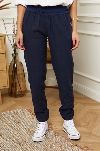 Pantalón carrot  -  100 % lino - 