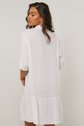 Vestido camisero de lino  -  100 % lino - Blanco