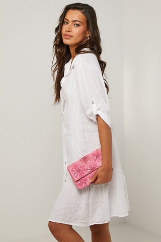 Vestido camisero de lino  -  100 % lino - Blanco