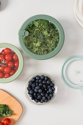 3 fiambreras de vidrio de borosilicato con tapa - 400/650/950 ml