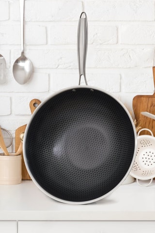 Wok de acero inoxidable BlackSteel - 32 cm - 5 l