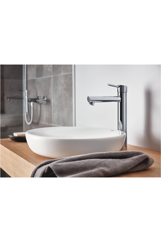 Lavabo redondo sobre encimera