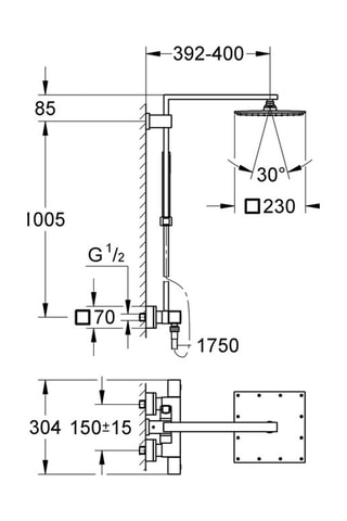 Doucheset met Wandthermostaat  Euphoria Cube XXL System 230