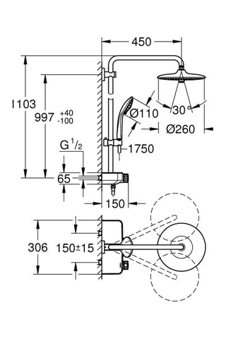 Douchezuil met Thermostatische Mengkraan Euphoria Smartcontrol System 260 Mono
