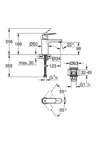 Mezclador para lavabo con desagüe Eurosmart Cosmopolitain