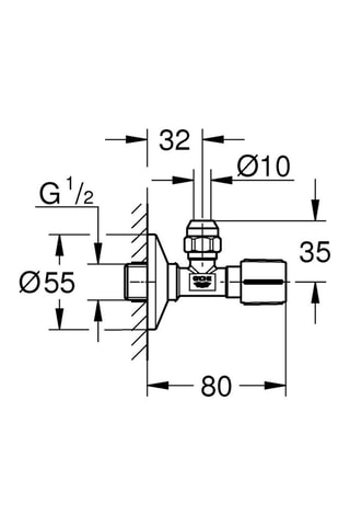 Grifo de parada en escuadra 1/2''