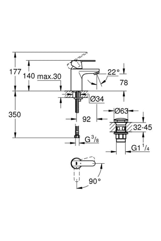 Grifo de lavabo Get con desagüe clic-clac