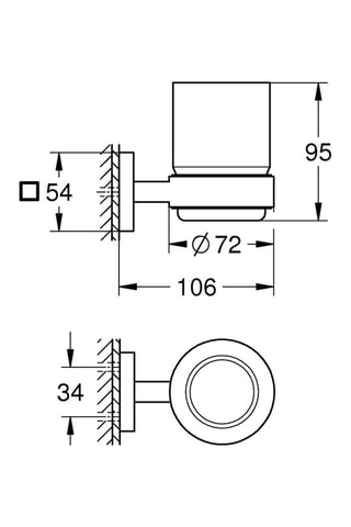 Vaso de cristal con soporte mural Start Cube - Acabado brillante