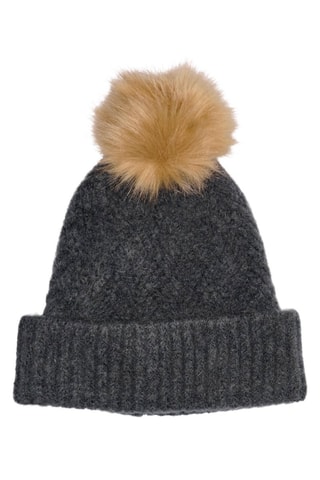 Bonnet à pompon - Gris foncé