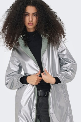 Parka réversible à capuche - Argenté et vert