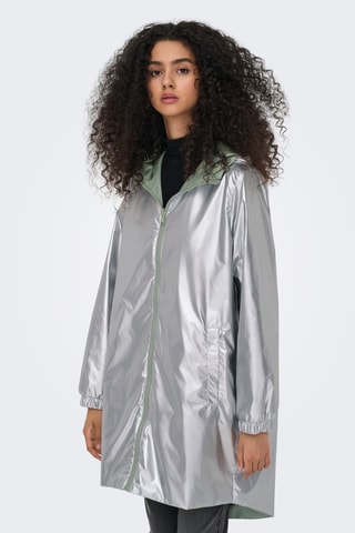 Parka réversible à capuche - Argenté et vert