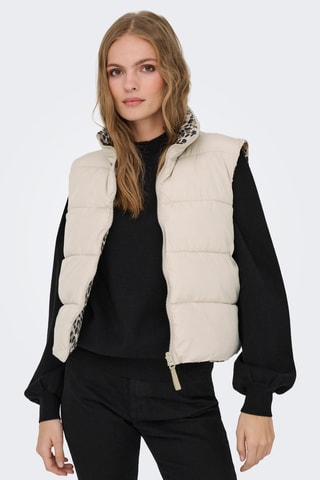 Doudoune réversible sans manches - Beige et noir