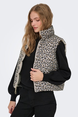 Doudoune réversible sans manches - Beige et noir