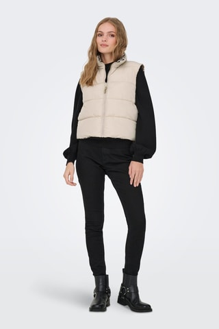 Doudoune réversible sans manches - Beige et noir