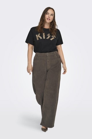 Pantalon wide legs taille haute en velours - Anthracite