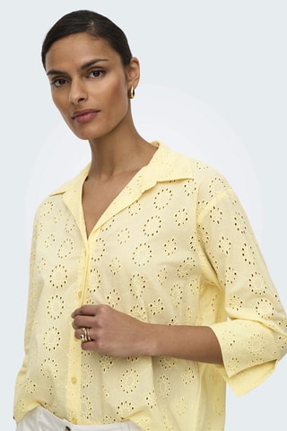 Chemisier regular en broderie anglaise - Jaune
