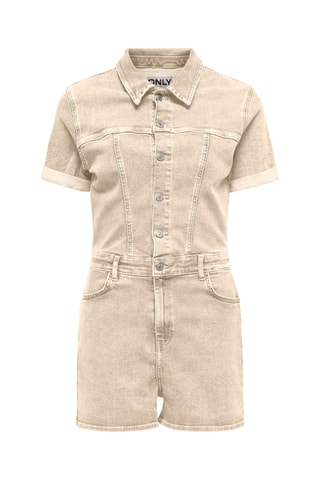 Combishort en jean - Ecru