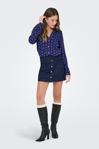 Jupe droite en jean taille haute - Bleu