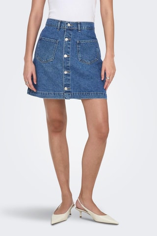 Jupe droite en jean taille haute - Bleu marine