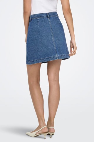 Jupe droite en jean taille haute - Bleu marine