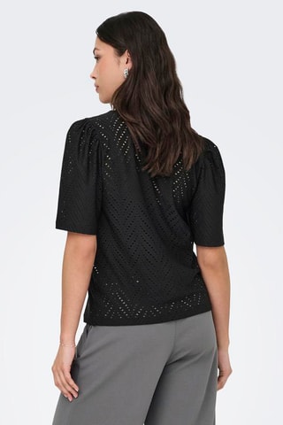 Top regular en broderie anglaise - Noir