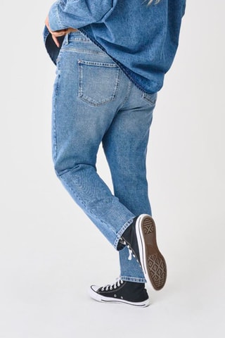 Jean straight taille haute - Bleu cobalt