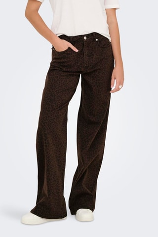 Jean wide legs taille haute - Marron foncé et noir