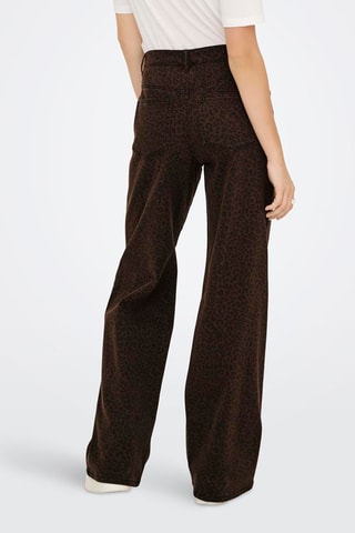 Jean wide legs taille haute - Marron foncé et noir