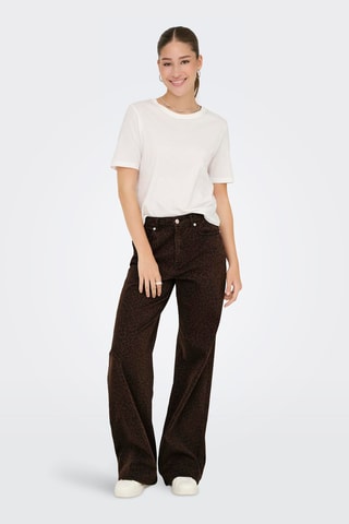 Jean wide legs taille haute - Marron foncé et noir