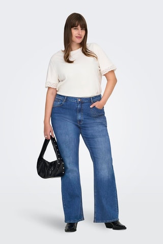 Jean flare taille haute - Bleu marine