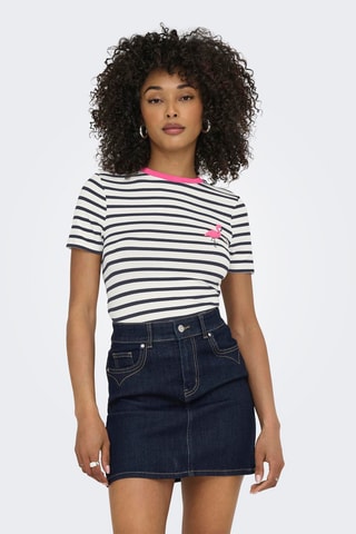 T-shirt regular - Blanc et bleu marine