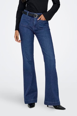 Jean flare taille haute - Bleu foncé