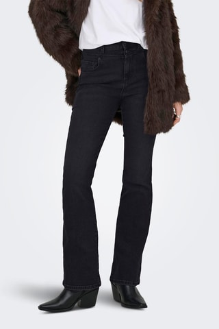 Jean flare taille haute- Noir chiné