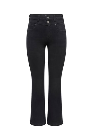 Jean flare taille haute- Noir chiné