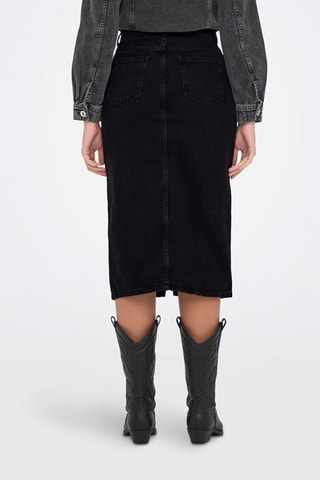 Jupe droite en jean taille haute - Noir