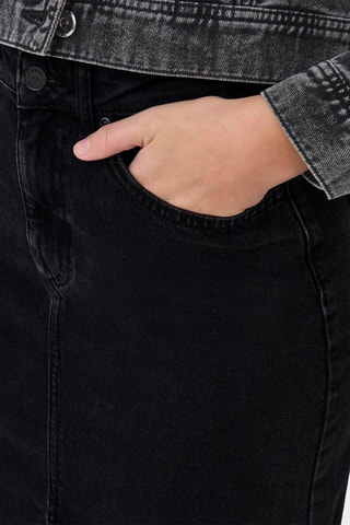 Jupe droite en jean taille haute - Noir