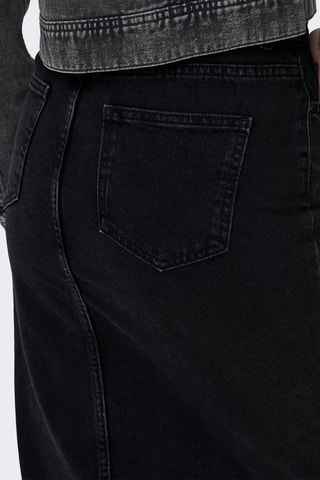 Jupe droite en jean taille haute - Noir