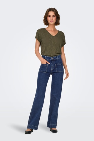 Jean wide legs en coton biologique - Bleu