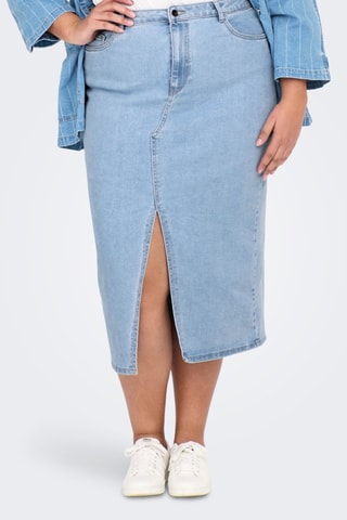 Jupe droite en jean - Ciel