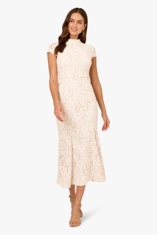 Kanten Midi-jurk - Beige