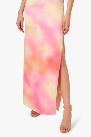 Lange satijnen jurk met tie and dye - Roze