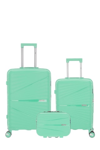 Set van 2 Trolleys en Beautycase Vela (S/M/W) - Lichtgroen - 55 / 65 / 35 cm