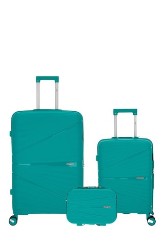 Set van 2 Trolleys met Beautycase Vela (S/L/W) - Groen - 55 / 75 / 35 cm